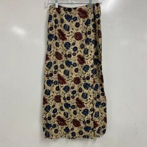 0386 Talbots Floral Wrap Midi Skirt  Cottagecore Boho  Cream Burgundy Navy size6